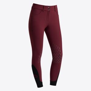 Women's Burgundy Riding Tights with Silicone Grip